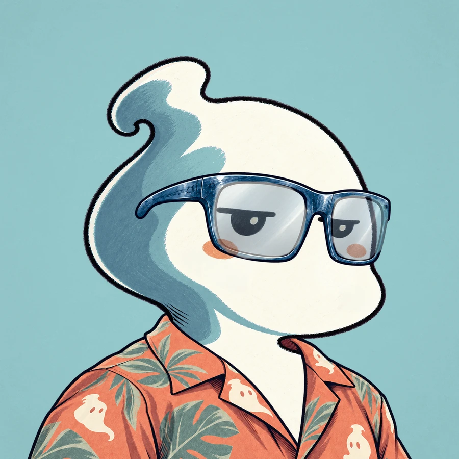 An aqua-accented Zhost in blue sunglasses and a coral Hawaiian shirt.